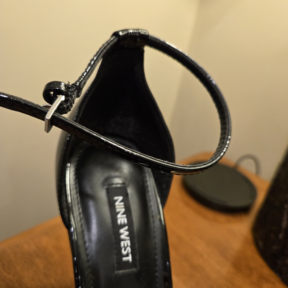 Nine West Glossy Black Wedge Heels - Picture 6 of 10